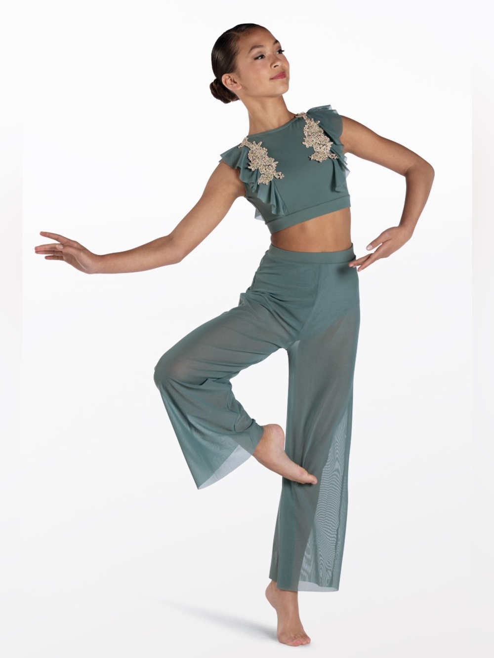 Weissman dance costume 2 piece GOLDEN HOUR SM12288 sage green MC-Medium child